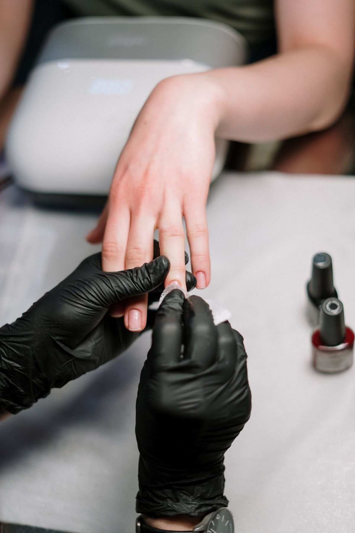 Manicure being applied at Mirage Nails Salon